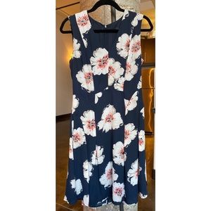 Ivanka Trump Navy Floral Sleeveless Dress